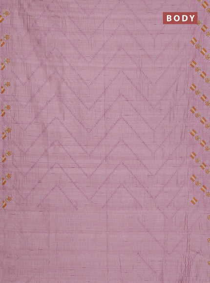 Semi raw silk saree pastel pink with allover embrodery work and embroidery border