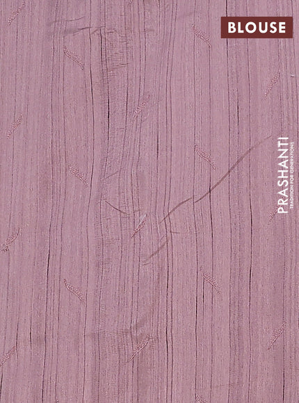 Semi raw silk saree pastel purple with embroidery buttas and leaf embroidery border