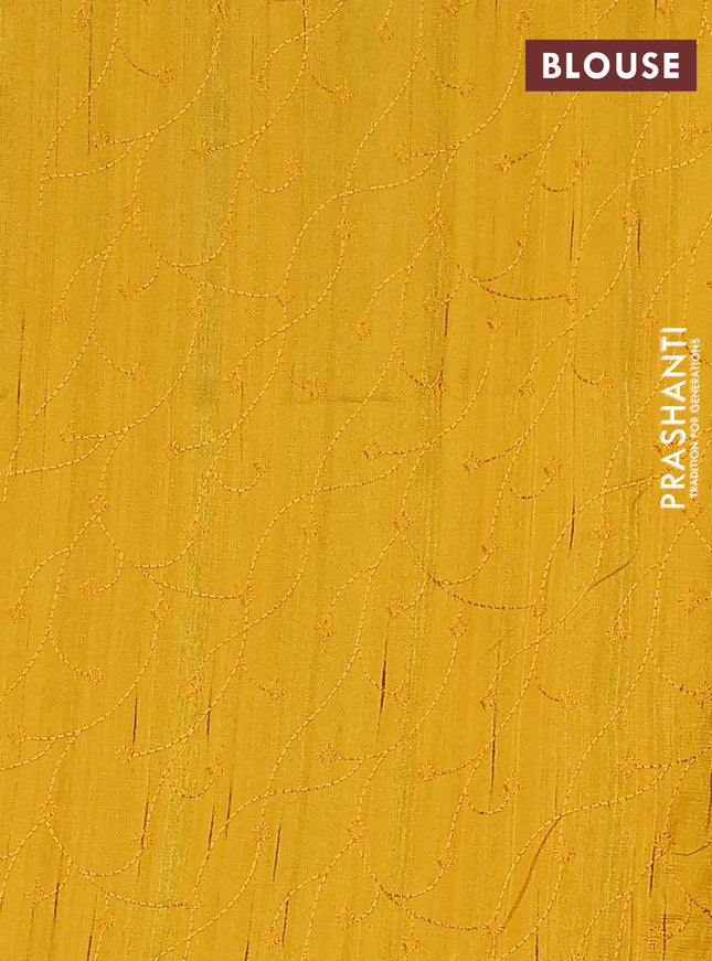Semi raw silk saree mustard yellow with embroidery buttas and long embroidery border