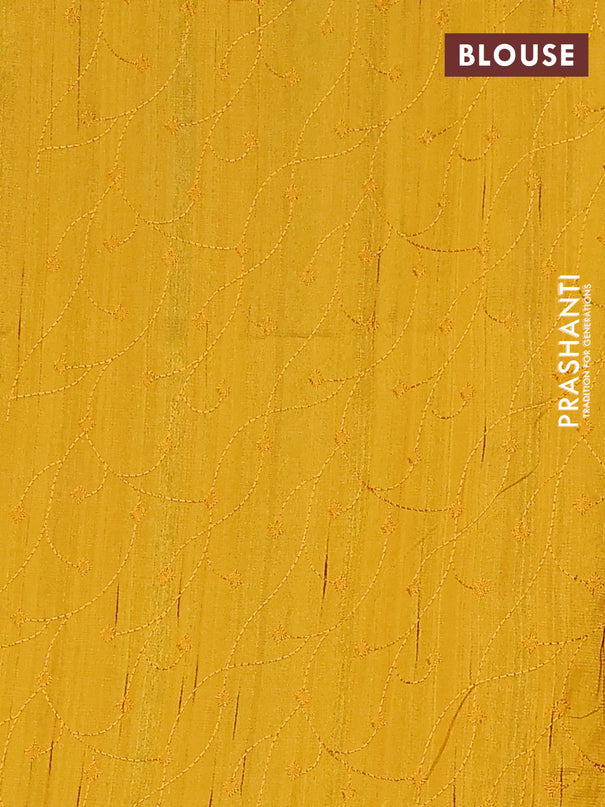 Semi raw silk saree mustard yellow with embroidery buttas and long embroidery border