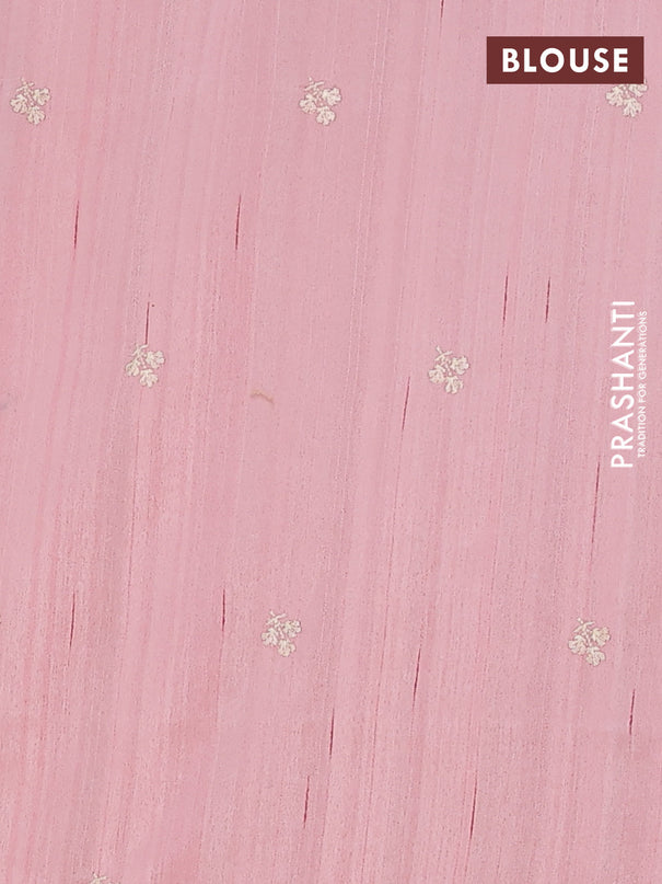 Semi raw silk saree peach orange with embroidery buttas and floral embroidery border