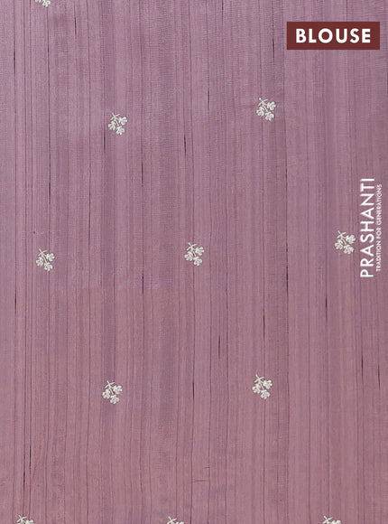 Semi raw silk saree rosy brown with embroidery buttas and floral embroidery border