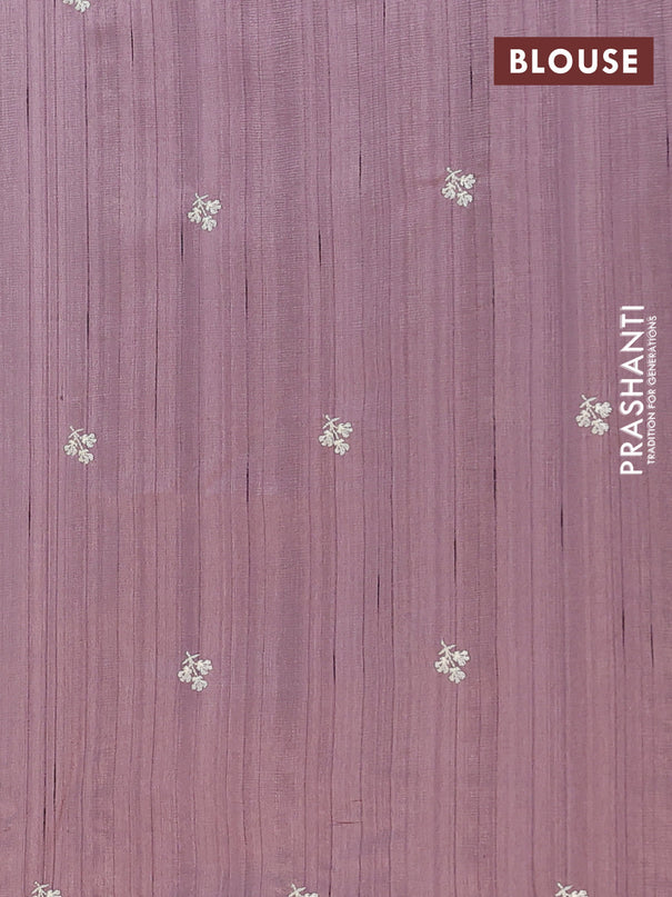 Semi raw silk saree rosy brown with embroidery buttas and floral embroidery border