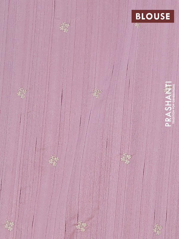 Semi raw silk saree pastel pink with embroidery buttas and floral embroidery border