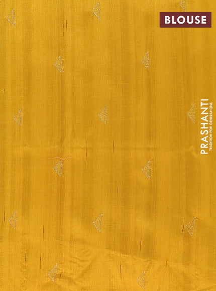 Semi raw silk saree mustard yellow with embroidery buttas and long embroidery border