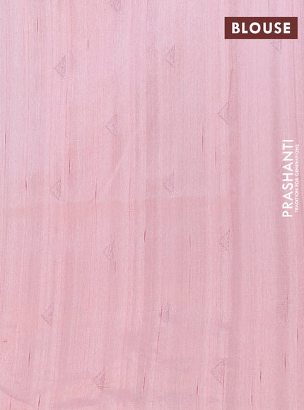 Semi raw silk saree peach shade with embroidery buttas and long embroidery border