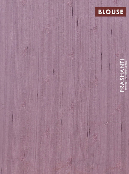 Semi raw silk saree pastel purple shade with embroidery buttas and long embroidery border