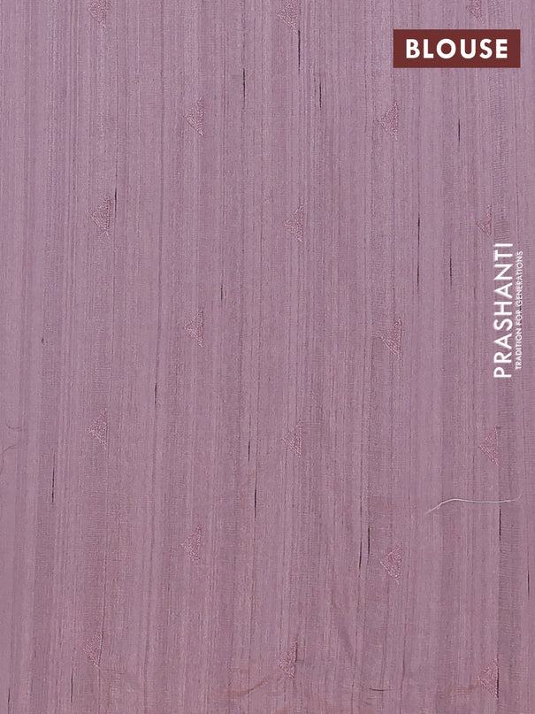 Semi raw silk saree pastel purple shade with embroidery buttas and long embroidery border