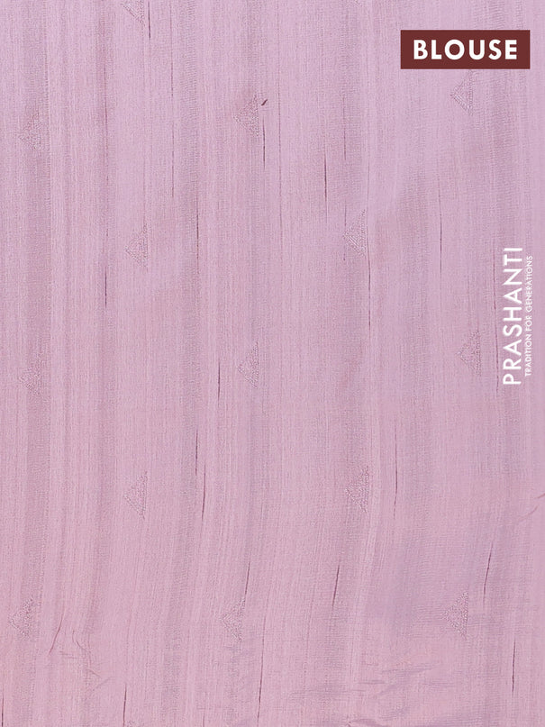 Semi raw silk saree pastel pink with embroidery buttas and long embroidery border