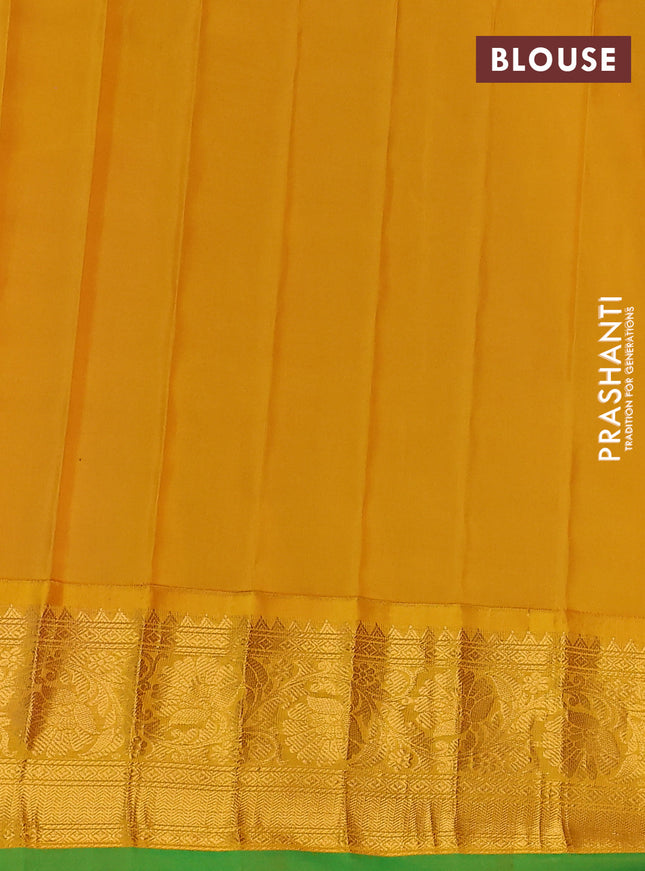 Pure gadwal silk saree purple and mustard yellow with allover zari weaves & buttas and zari woven border