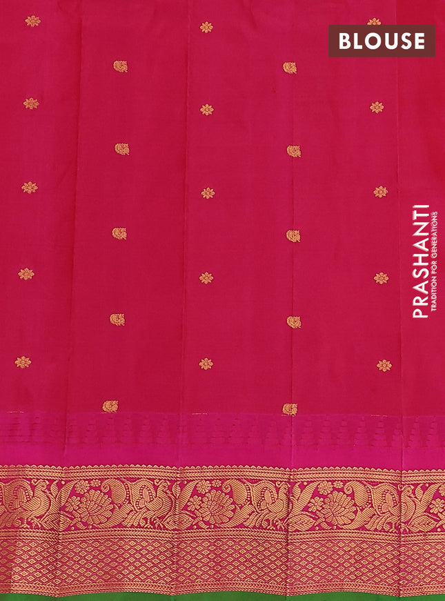 Pure gadwal silk saree black and pink with allover checked pattern and temple design zari woven border