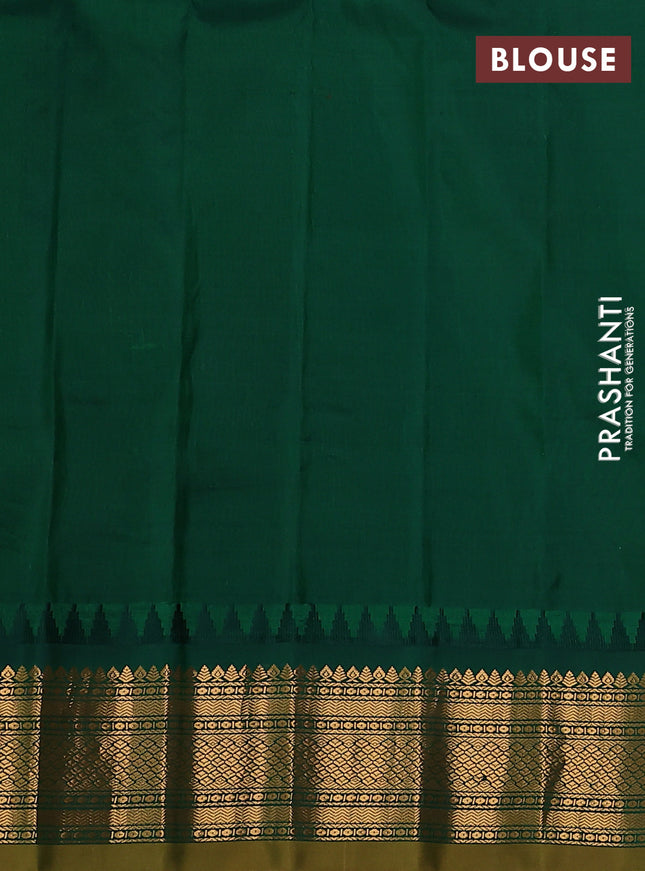 Pure gadwal silk saree red and green with zari woven buttas and temple design zari woven border