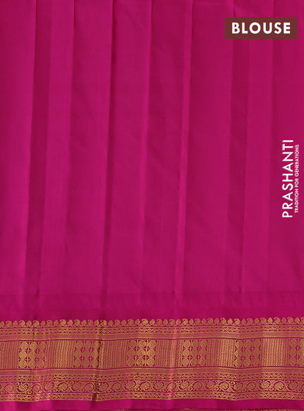 Pure gadwal silk saree cs blue and pink with zari woven buttas and temple design zari woven border