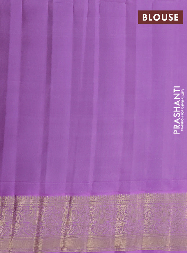 Pure gadwal silk saree peacock blue and lavender with annam zari woven buttas and temple design zari woven border