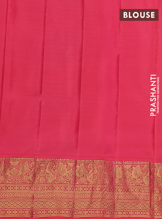 Pure gadwal silk saree lime green and candy pink with allover stripes pattern and zari woven korvai border