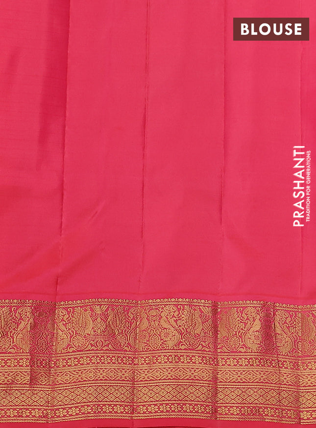 Pure gadwal silk saree lime green and candy pink with allover stripes pattern and zari woven korvai border
