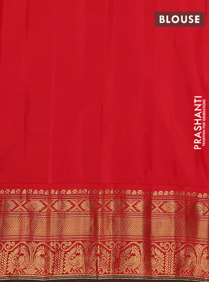 Pure gadwal silk saree mango yellow and red with allover zari checked pattern and zari woven korvai border