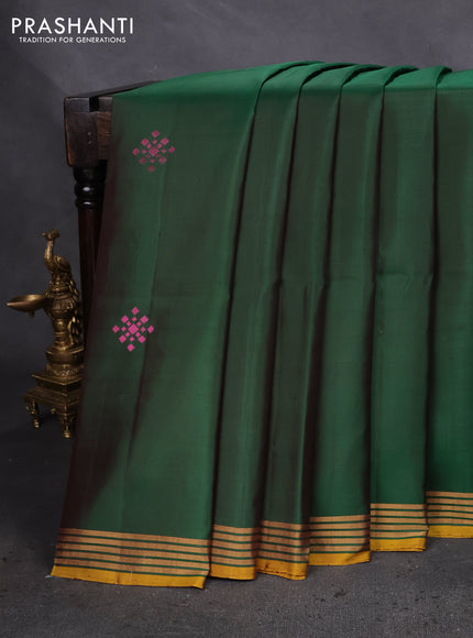 Pure soft silk saree green and mustard shade with zari woven buttas and zari woven border