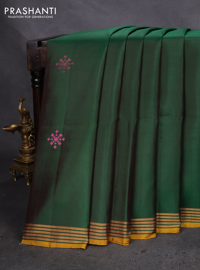 Pure soft silk saree green and mustard shade with zari woven buttas and zari woven border