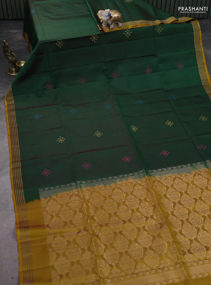 Pure soft silk saree green and mustard shade with zari woven buttas and zari woven border