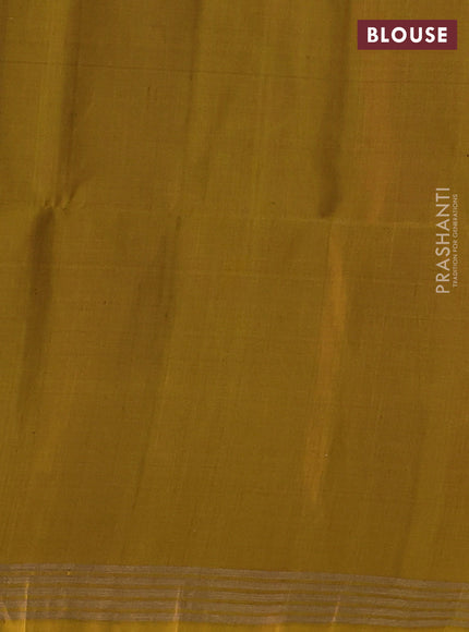 Pure soft silk saree green and mustard shade with zari woven buttas and zari woven border