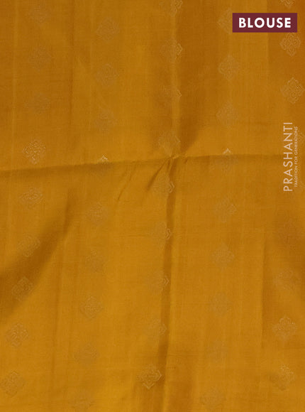 Pure soft silk saree teal blue and mustard yellow with allover silver zari stripes pattern in borderless style