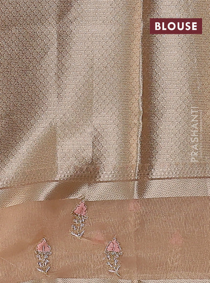 Kota tissue saree orange with allover zari weaves and zari woven embroidery butta border