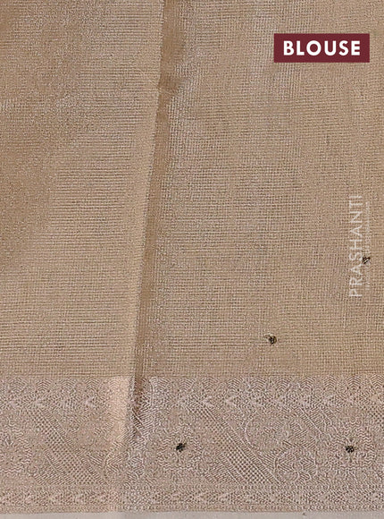 Kota tissue saree beige with embroidery buttas and zari woven border