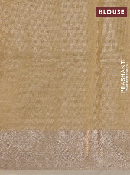 Kota tissue saree yellow with embroidery buttas and zari woven border