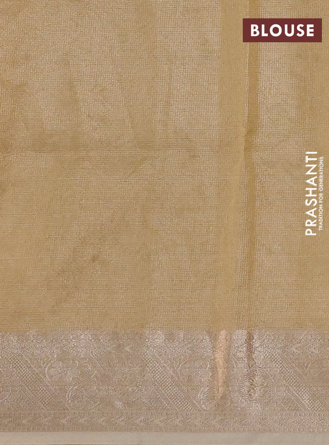 Kota tissue saree yellow with embroidery buttas and zari woven border