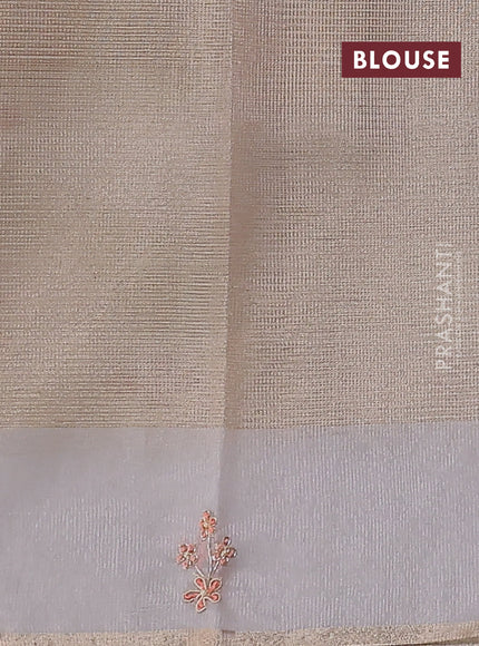 Kota tissue saree beige with zari woven buttas and embroidery butta border