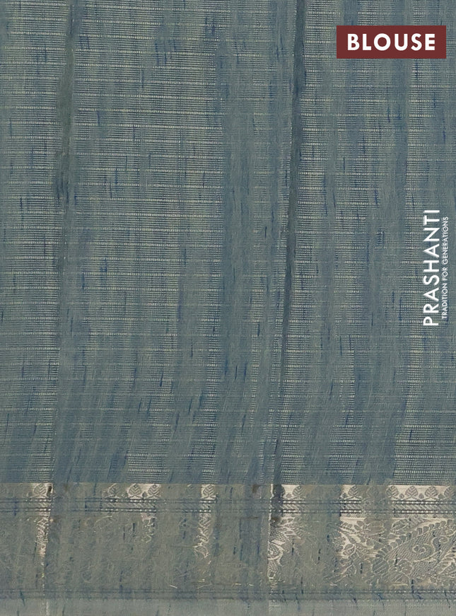 Kota tissue saree pastel blue with embroidery buttas and zari woven border