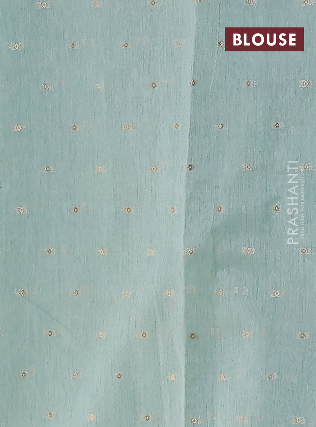 Kota tissue saree teal green with allover zari weaves & embroidery buttas and zari woven embroidery butta border
