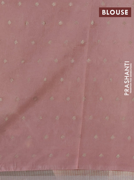 Kota tissue saree peach shade with allover zari weaves & embroidery buttas and zari woven embroidery butta border