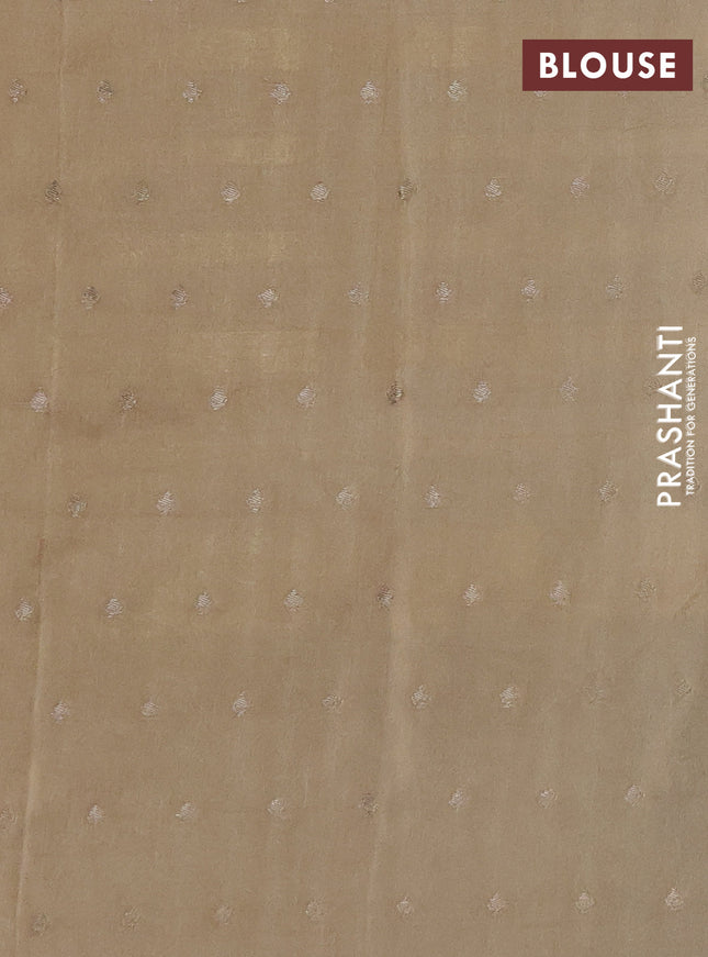 Kota tissue saree mild pista green and sandal with allover zari weaves & embroidery buttas and zari woven embroidery butta border