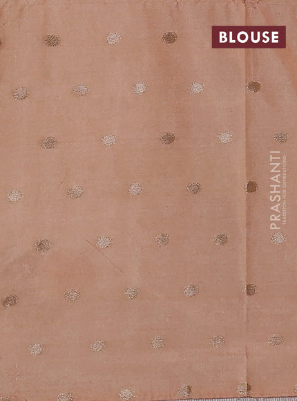Kota tissue saree peach shade with allover zari weaves & embroidery buttas and zari woven embroidery butta border