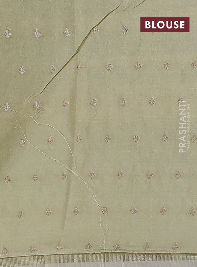 Kota tissue saree pale yellow with allover zari weaves & embroidery buttas and zari woven embroidery butta border