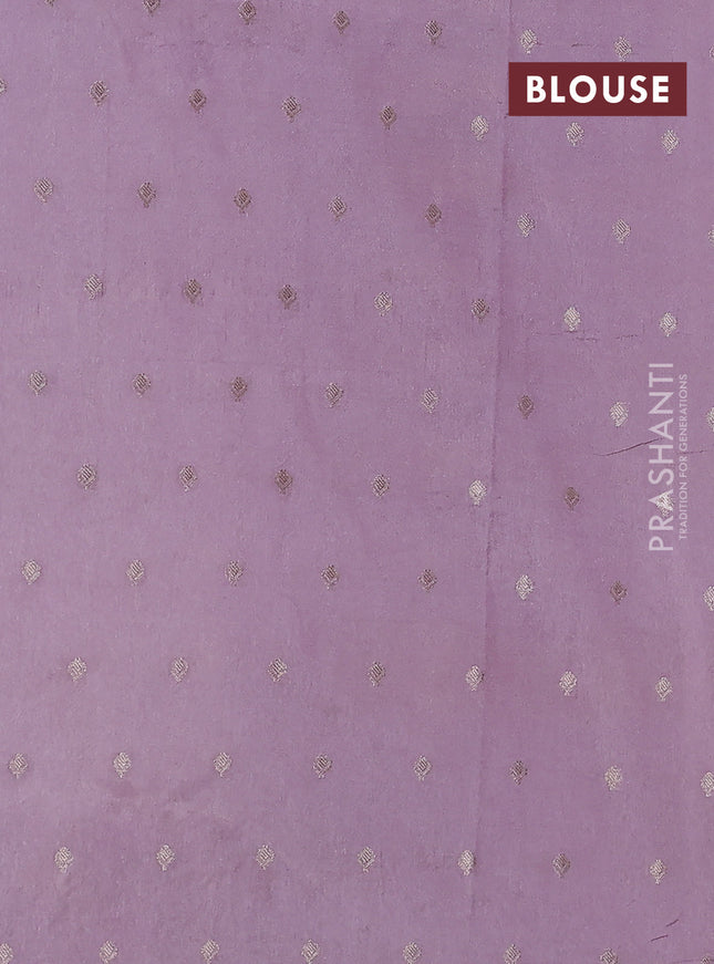 Kota tissue saree mild lavendar with allover zari weaves & embroidery buttas and embroidery butta border
