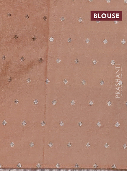 Kota tissue saree peach shade with allover zari weaves & embroidery buttas and embroidery butta border