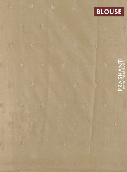 Kota tissue saree sandal with allover zari weaves & embroidery buttas and embroidery butta border