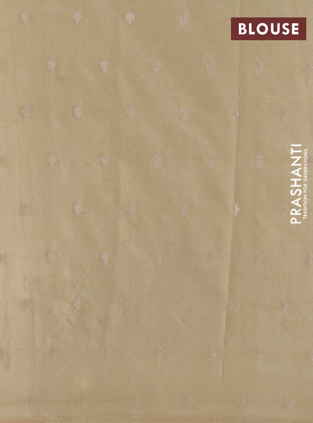 Kota tissue saree sandal with allover zari weaves & embroidery buttas and embroidery butta border