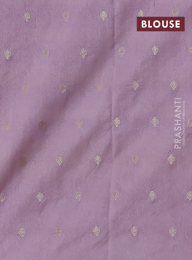 Kota tissue saree mild lavendar with allover zari weaves & embroidery buttas and embroidery butta border
