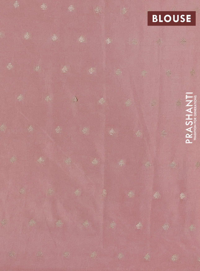Kota tissue saree pastel pink with allover zari weaves & embroidery buttas and embroidery butta border