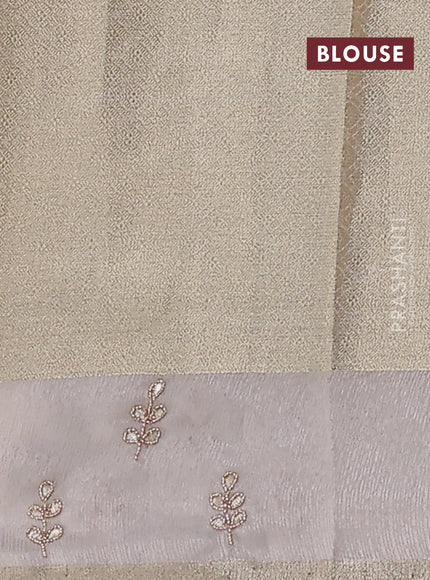Kota tissue saree beige with allover zari weaves and embroidered butta boder