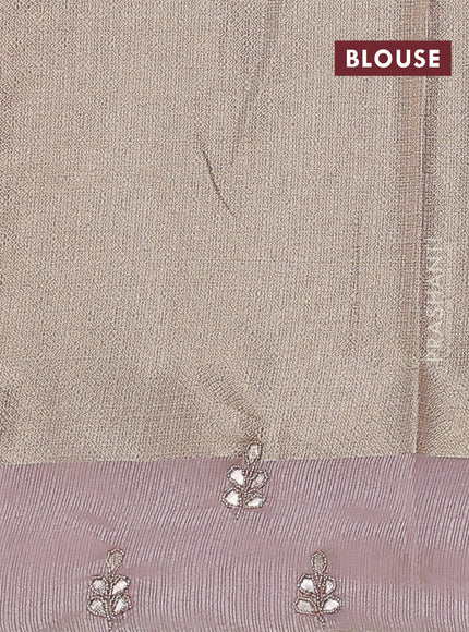 Kota tissue saree baby pink with allover zari weaves and embroidered butta boder