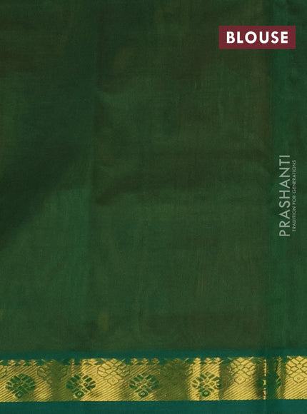 Silk cotton saree orange and green with plain body and zari woven border