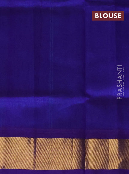 Silk cotton saree light blue and blue with plain body and zari woven border