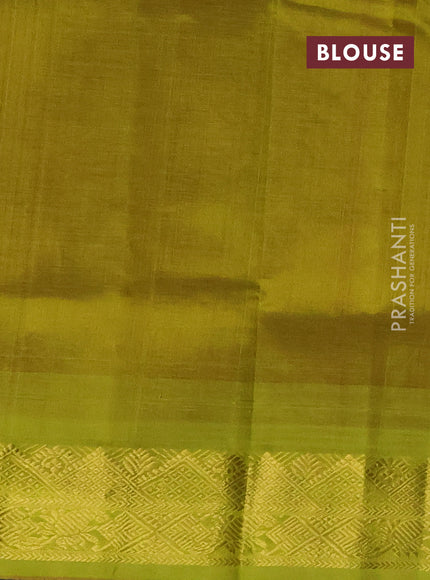 Silk cotton saree red and light green with plain body and zari woven border