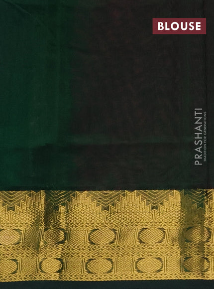 Silk cotton saree pink and green with plain body and zari woven border