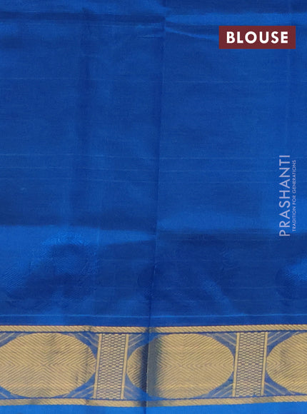 Silk cotton saree blue and cs blue with plain body and rudhraksha zari woven border